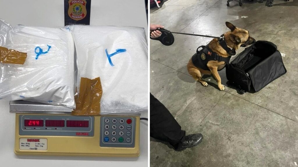 Alemão é preso em flagrante após PF encontrar 2,4 kg de cocaína em mala no Aeroporto de Natal