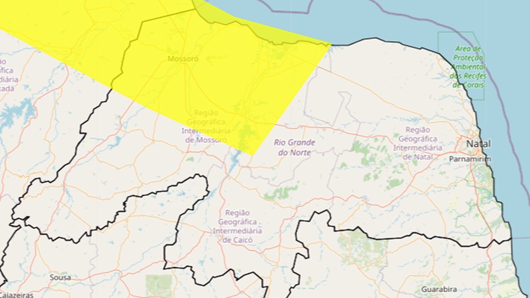 Inmet emite alerta de chuvas para municípios do Oeste e Central do RN